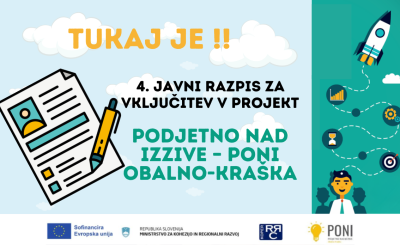 4. razpis za vključitev v projekt Podjetno nad izzive – PONI