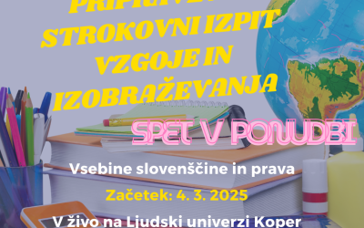 Spet v ponudbi: priprave na strokovni izpit VIZ